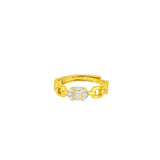 Anello maglia a catena con pietra baguette - Barbato Gioielli