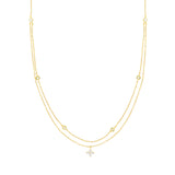 Collana doppio filo con fiore pendente - Argento 925