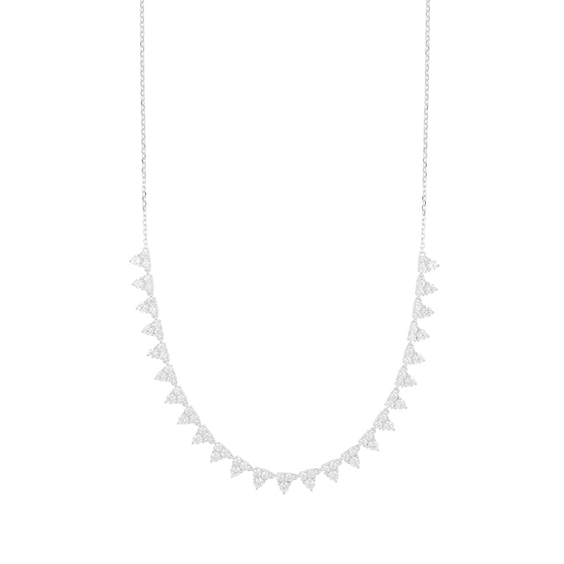 Collana con trifogli e zirconi bianchi - Argento 925