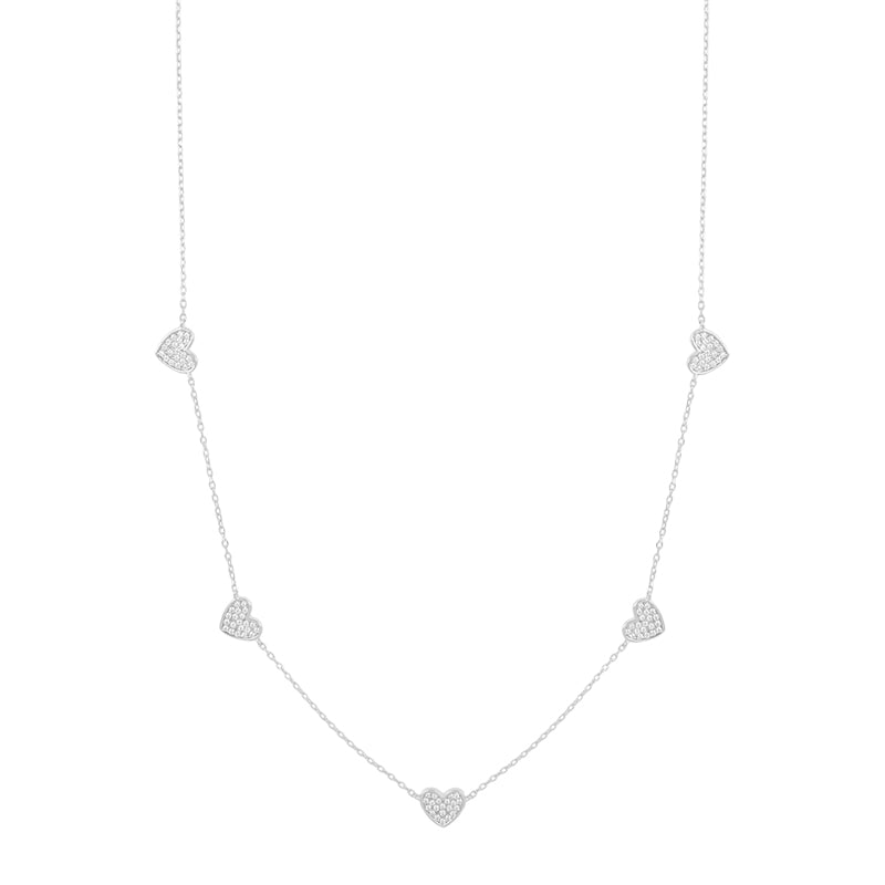 Collana con cuori zirconati - Argento 925