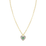 Collana a catena con cuore pendente e zirconi - Argento 925