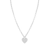 Collana a catena con cuore pendente e zirconi - Argento 925