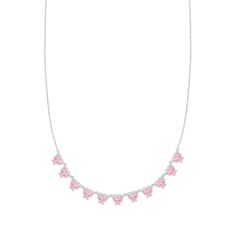 Collana con zirconi a cuore pendenti - Argento 925