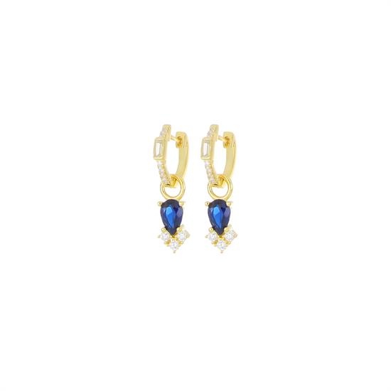 Orecchini cerchietto con goccia blu - Argento 925