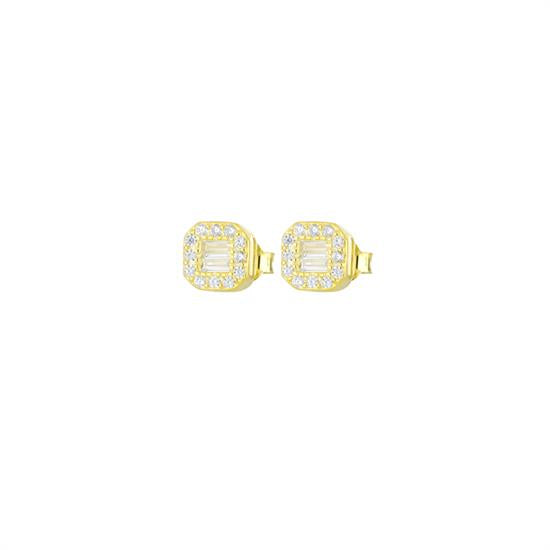 Piercing quadrato con zirconi Gold - "BLOCK" - Barbato Gioielli - Barbato Gioielli